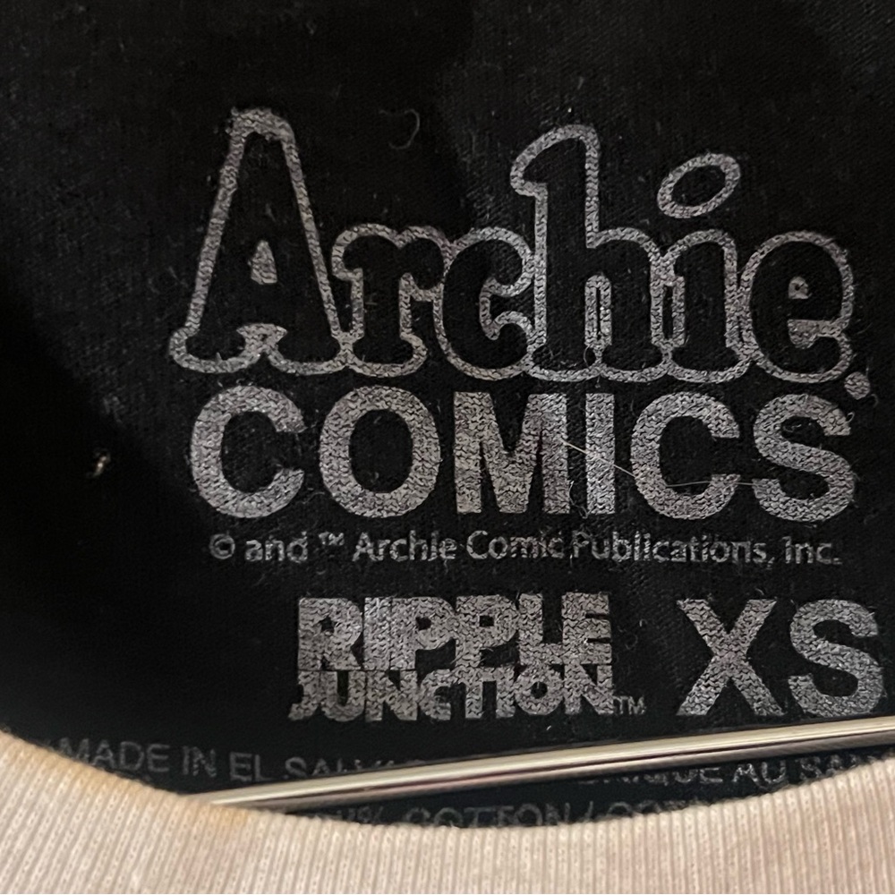 Rare find Archie Comics Black with White trim around neck and arms T/Shirt
